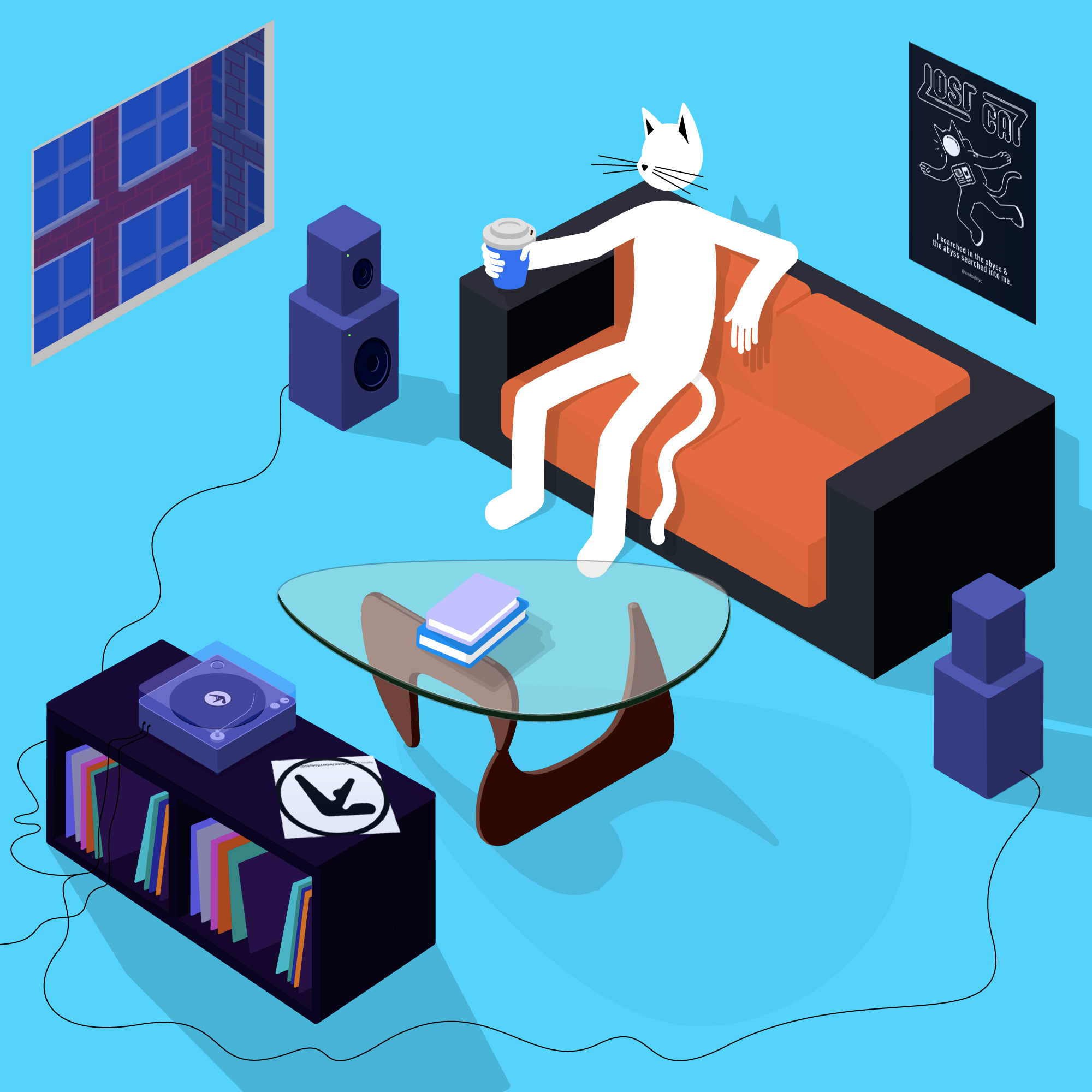lost cat nyc apartment music illustration by Maximillian Piras