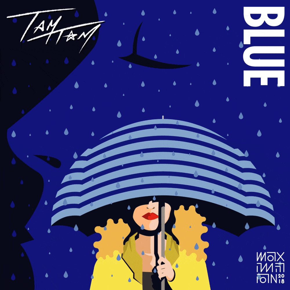 TamTam Blue music album cover art illustration animated by Maximillian Piras